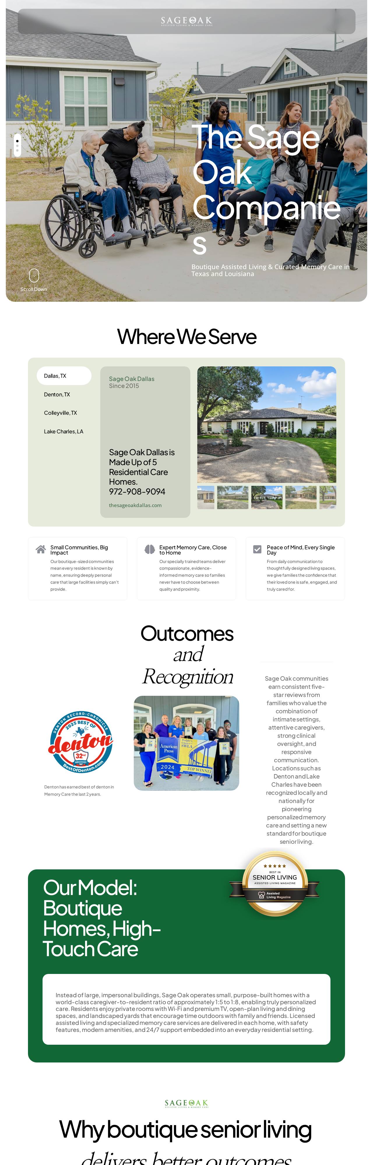The Sage Oak Companies website homepage