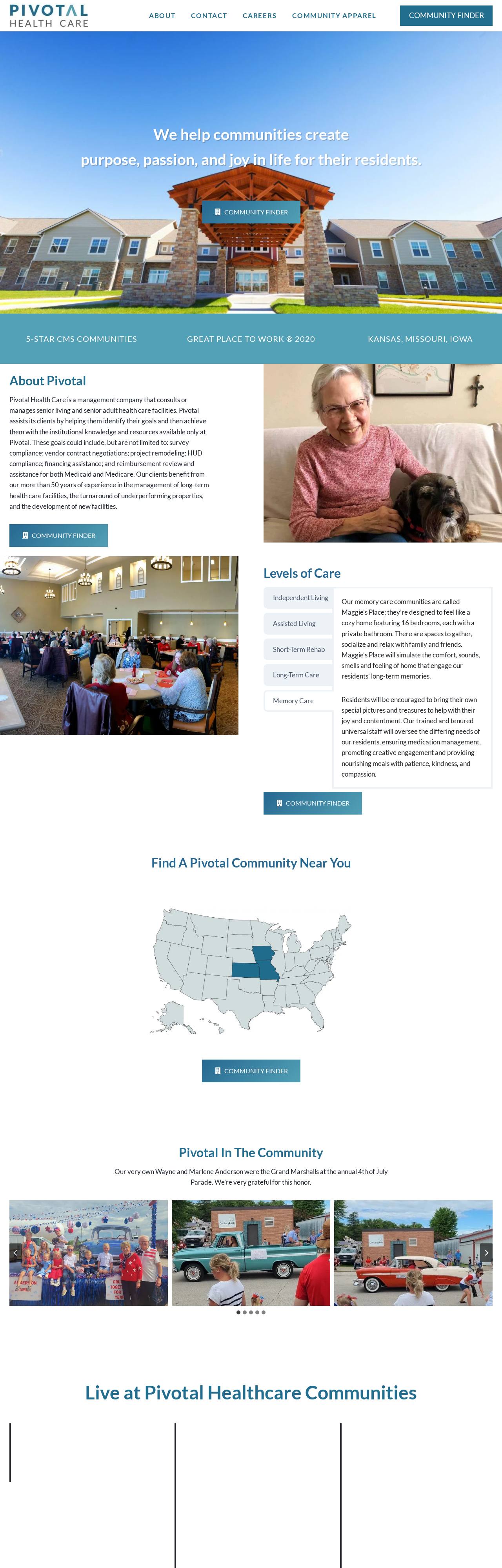 Pivotal Health Care website homepage