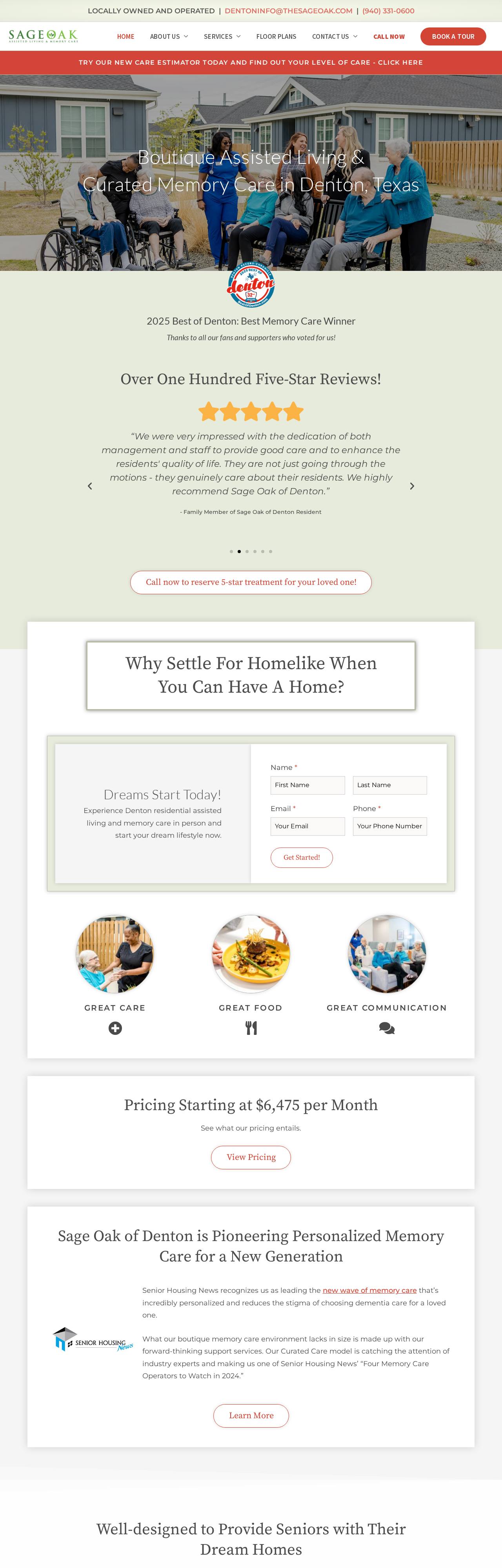 Sage Oak of Denton website homepage