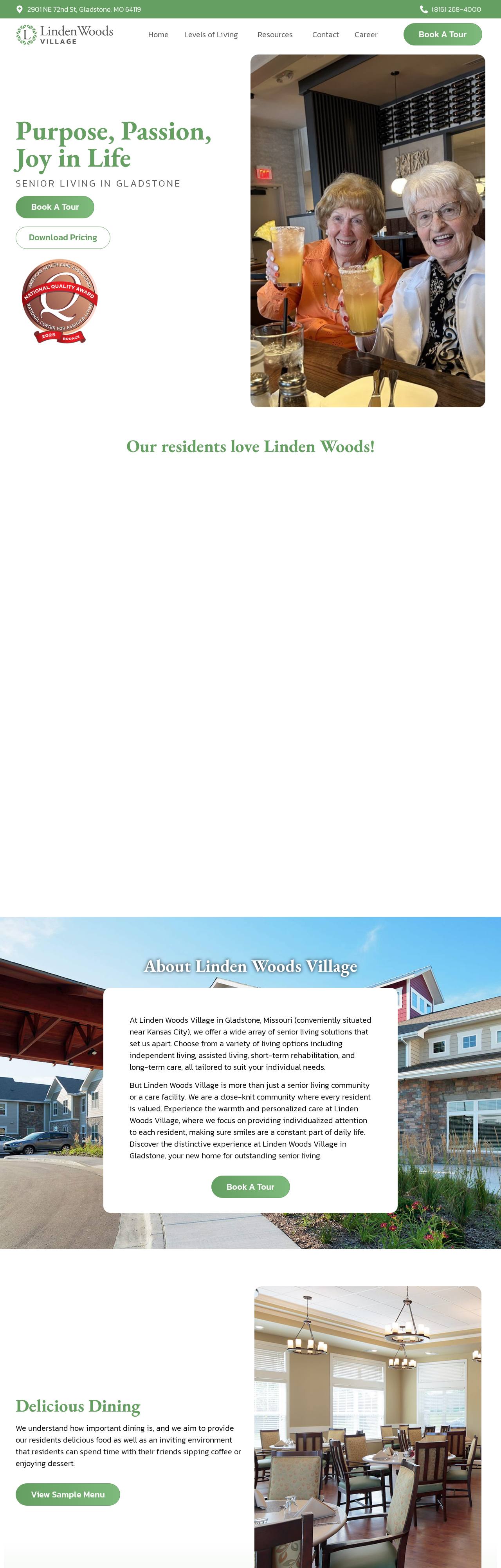 Linden Woods Village website homepage