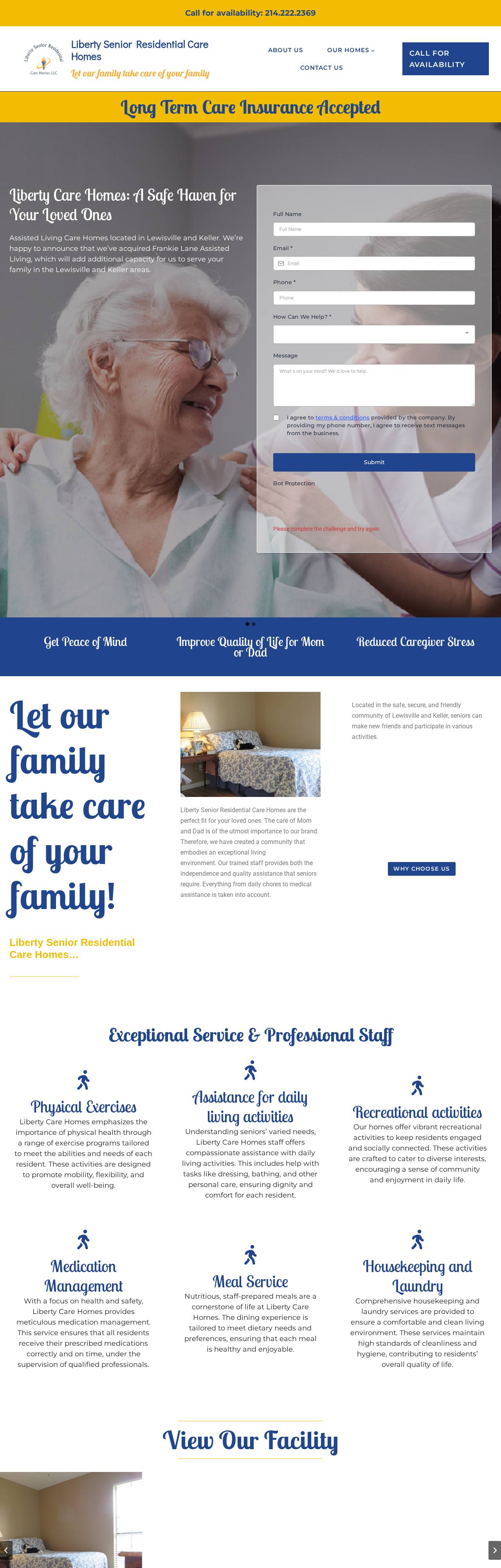 Liberty Senior Residential Care Homes website homepage
