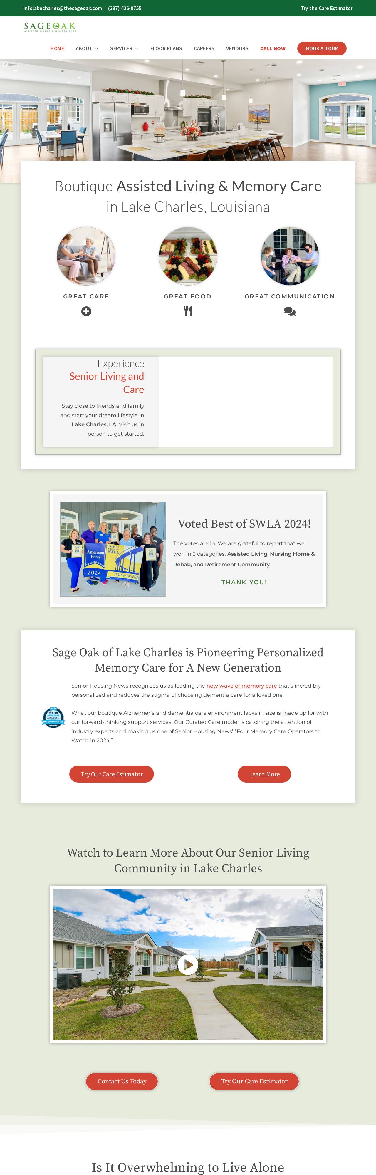 Sage Oak of Lake Charles website homepage