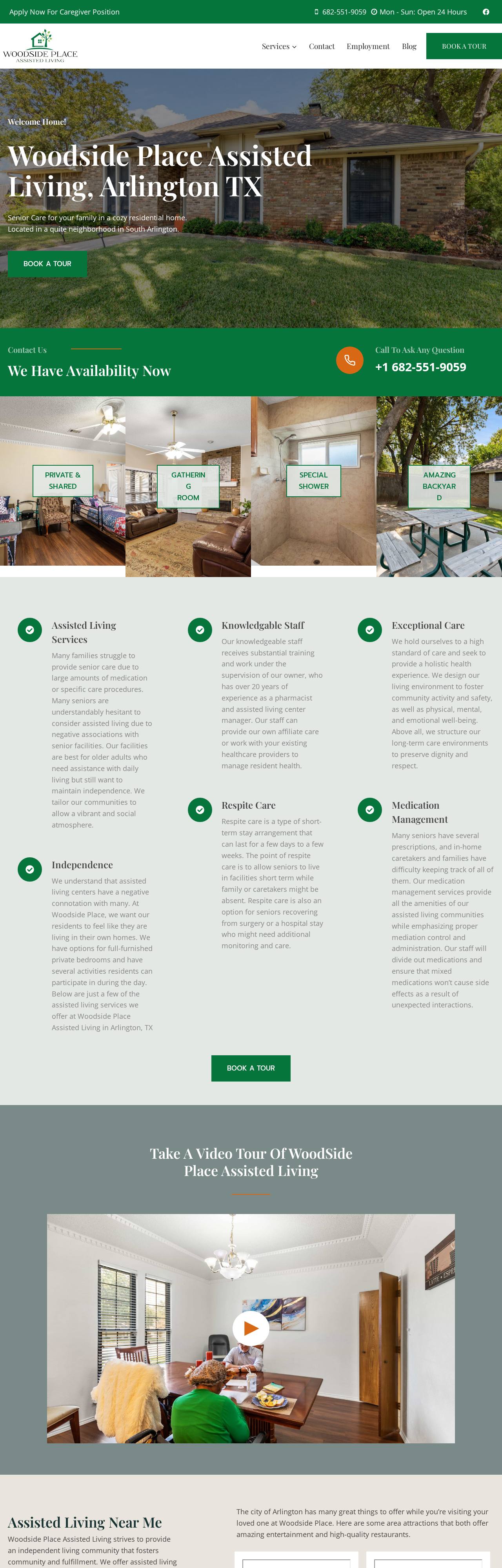 Woodside Place Assisted Living website homepage
