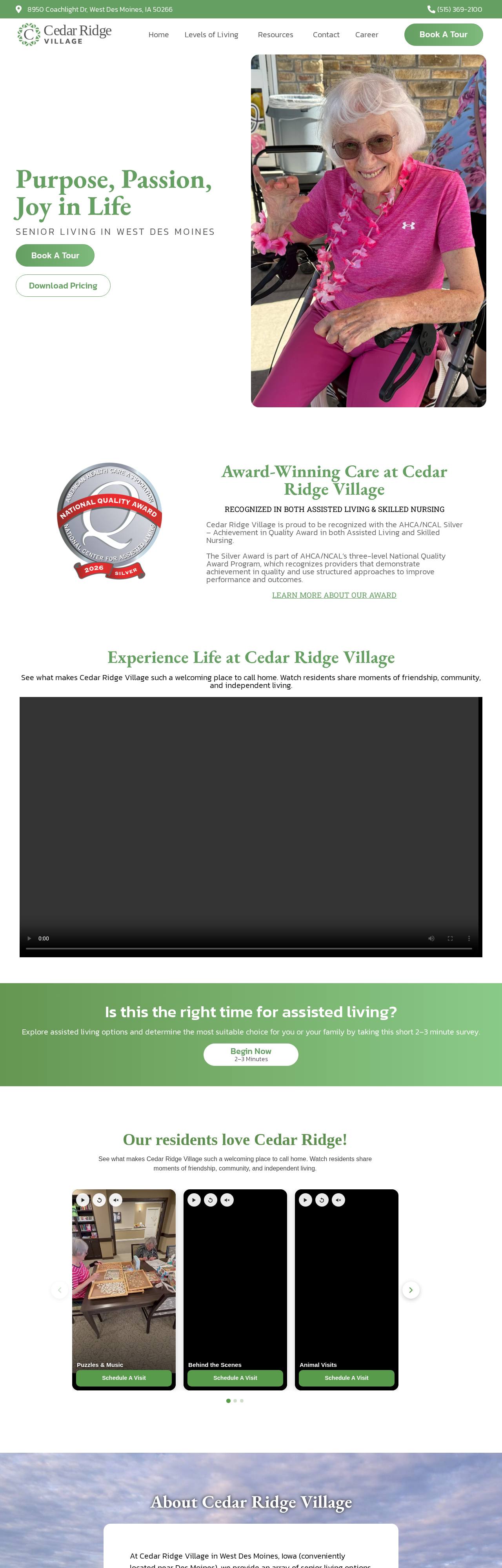 Cedar Ridge Village website homepage