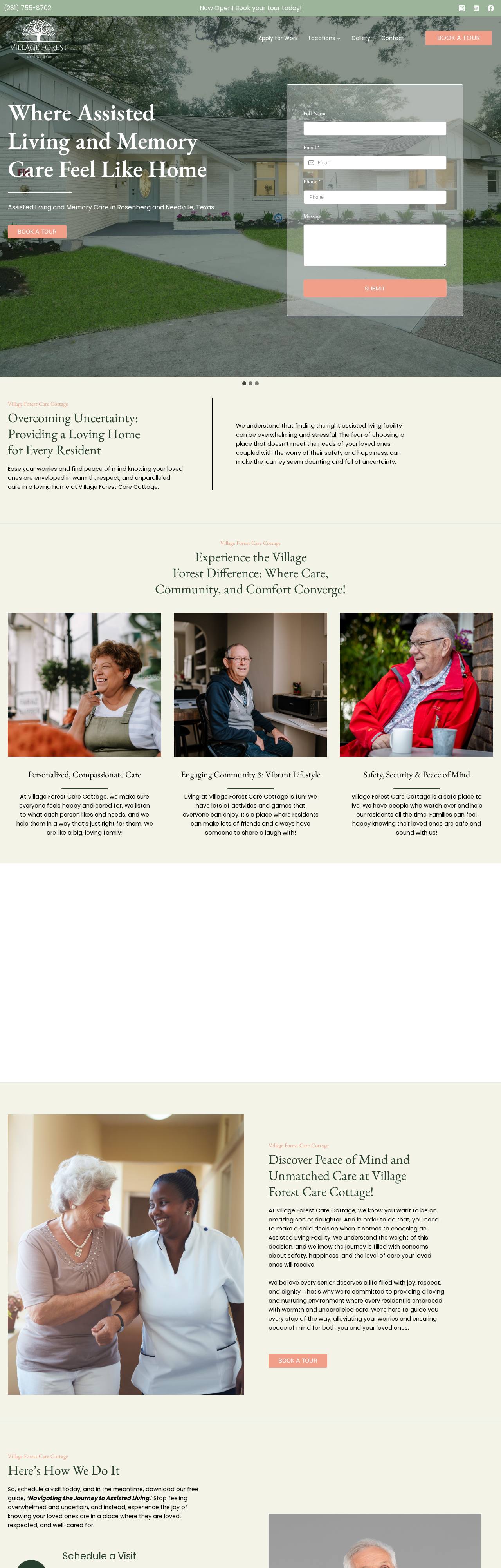Village Forest Care Cottage website homepage