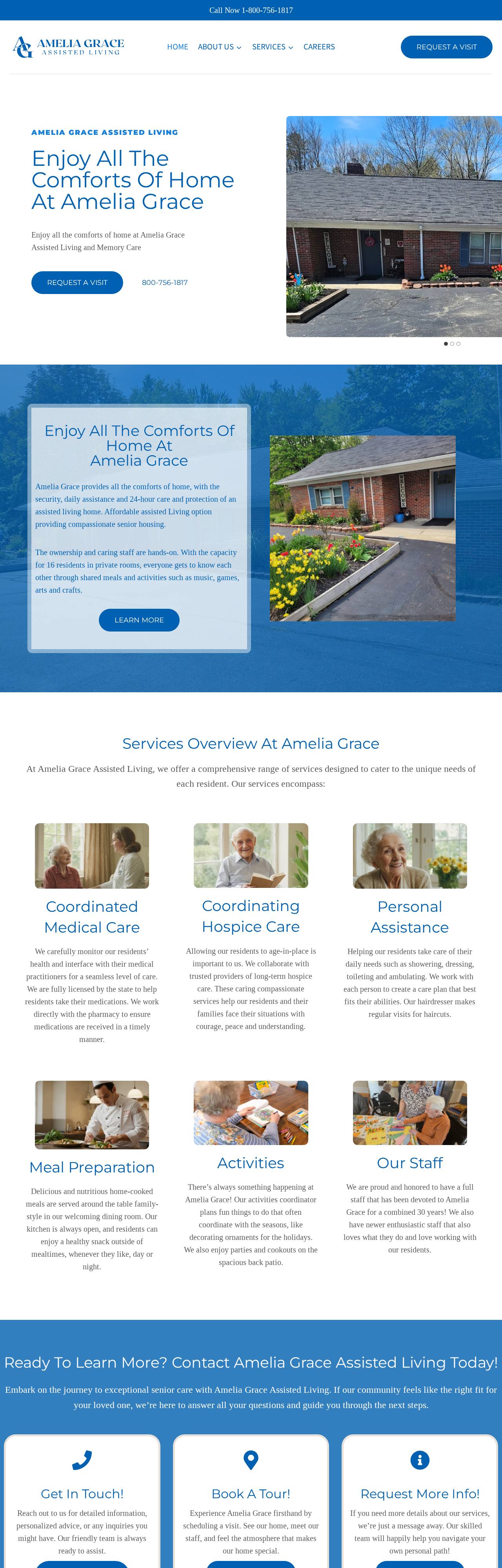 Amelia Grace Assisted Living website homepage